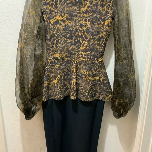 New Chiara Boni La Petite Robe Hasana Sheer-Sleeve Peplum Dress 6/40 Italy $750 - Picture 10 of 14